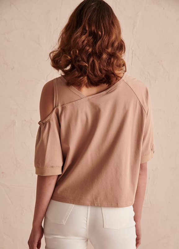 Karmelowa bluzka crop top Blue Shadow