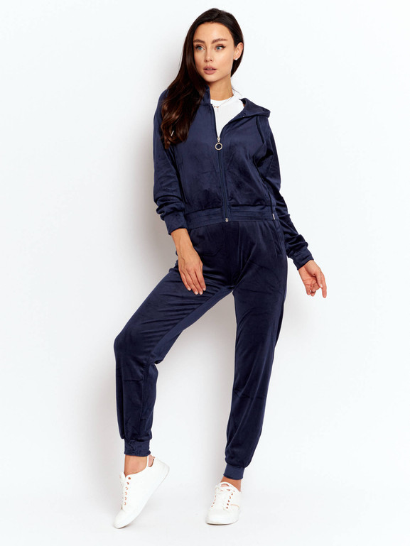 Granatowy komplet dresowy z weluru Yups