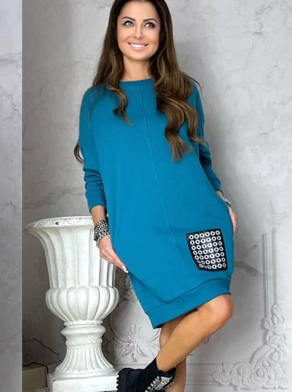 Turkusowa tunika dresowa z aplikacją By o la la