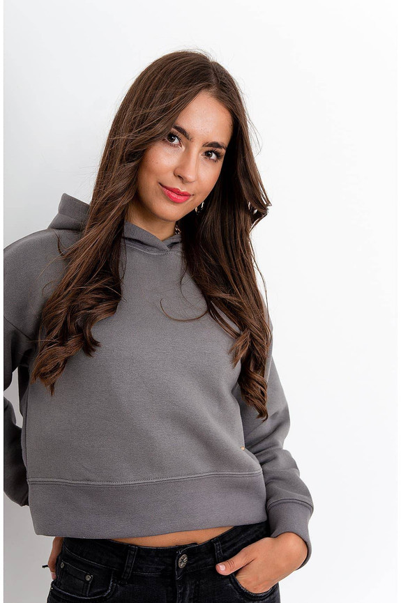 Bluza z kapturem crop szara