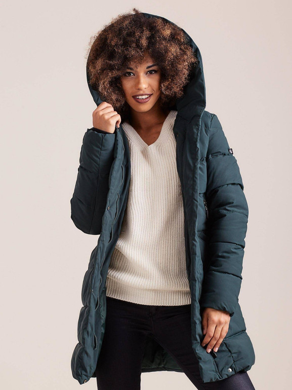 Kurtka długa slimowana zielona