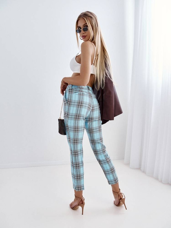 Niebieskie spodnie w kratkę Cocomore