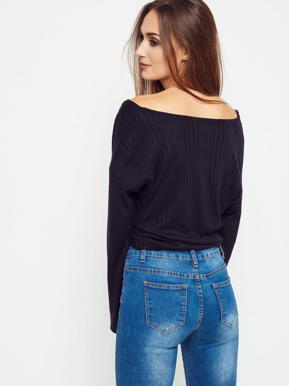 Bluzka z dzianiny krótka czarna