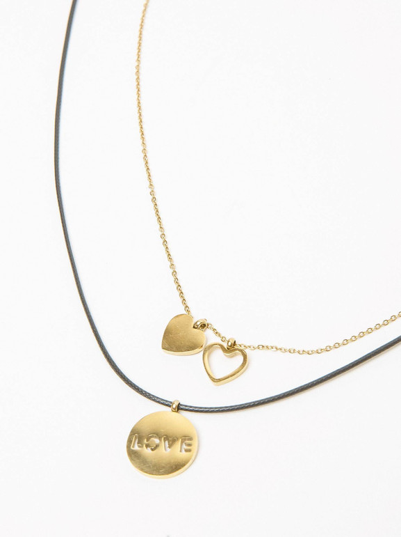 Naszyjnik pozłacany podwójny z zawieszkami