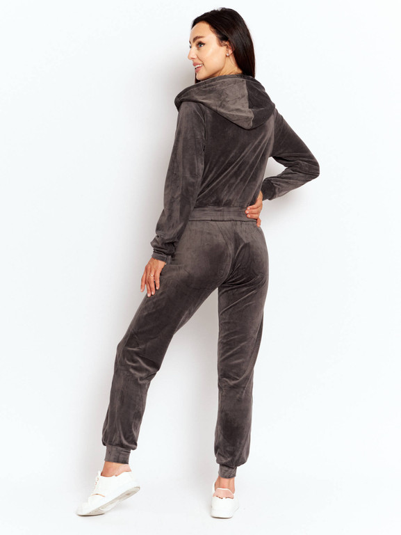 Antracytowy komplet dresowy z weluru Yups