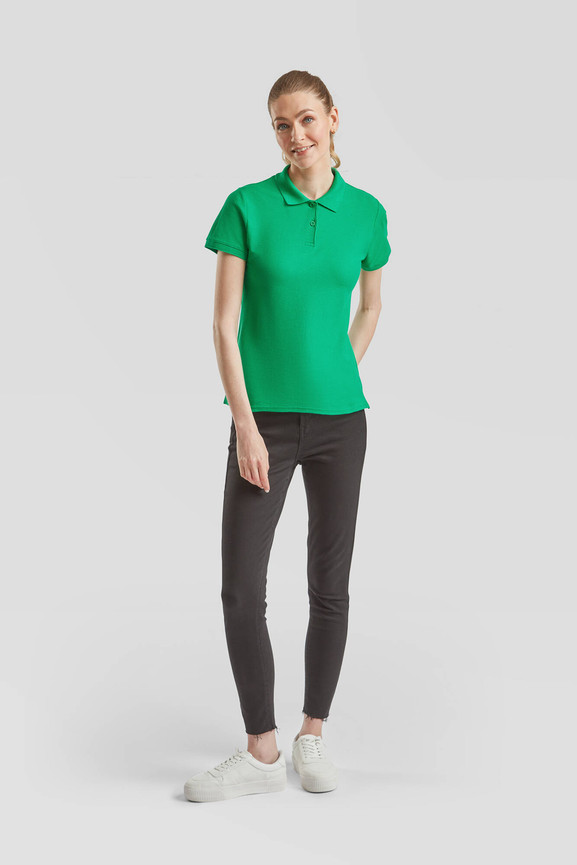 Zielona koszulka damska Polo Fruit of the Loom