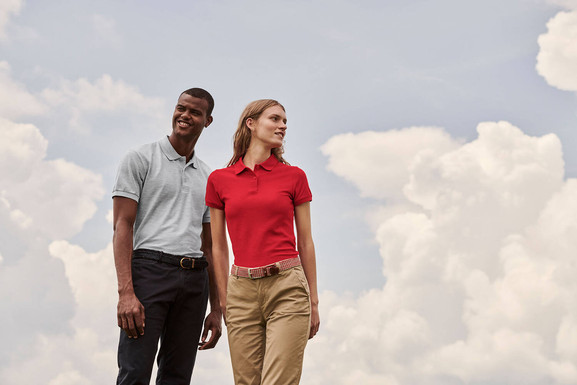 Jasno szara koszulka męska Polo Friut of the Loom