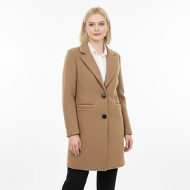 Camelowy klasyczny płaszcz w prążek Yups