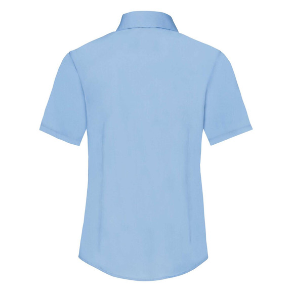 Niebieska koszula z popeliny z krótkimi rękawami Fruit Of The Loom