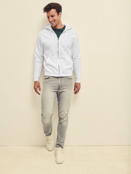 Szara bluza z kapturem na zamek Classic Fruit of the Loom