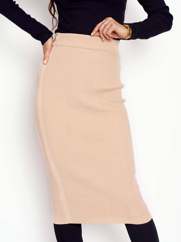 Beżowa spódnica ołówkowa dzianinowa midi Cocomore
