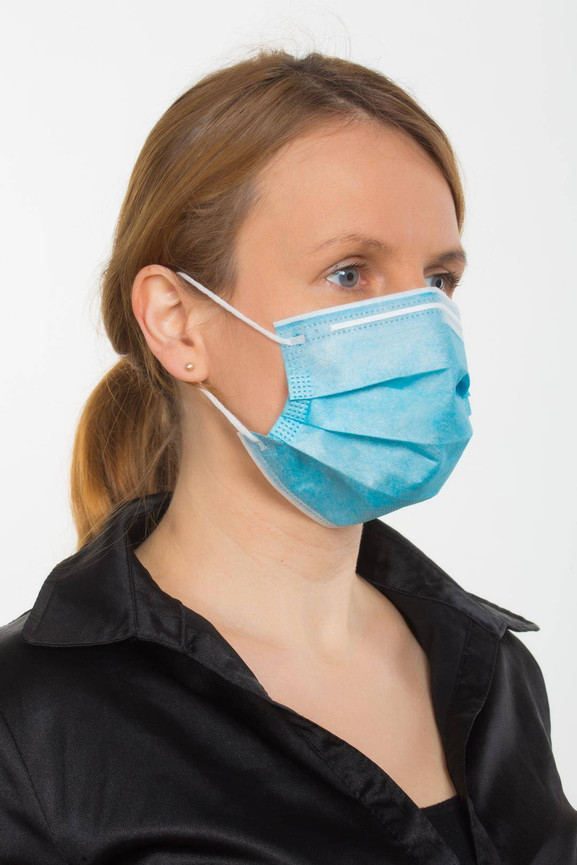 Maseczka ochronna 50 sztuk - jednorazowa niebieska