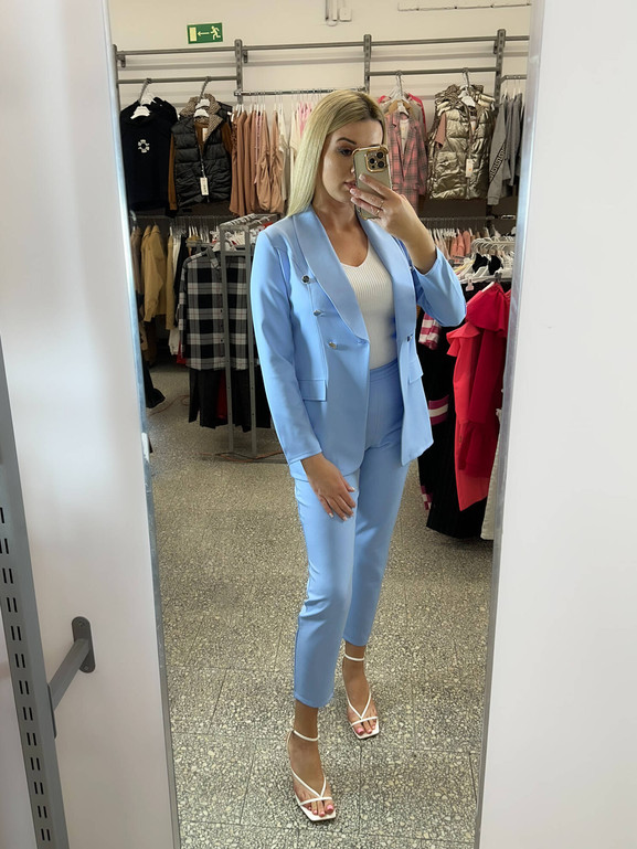 Niebieskie eleganckie spodnie materiałowe LIVIEN