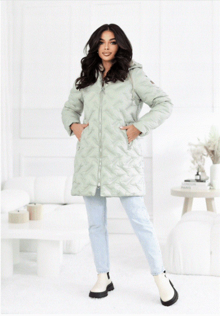 Pistacjowa lekka kurtka puch syntetyczny Dankoff