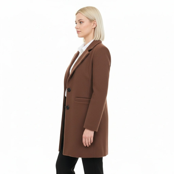 Czekoladowy klasyczny płaszcz w prążek Yups