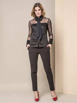 KOSZULA MISS CITY Z TIULOWYMI RĘKAWAMI CZARNA