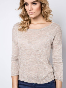 Beżowy krótki sweter z wiskozy