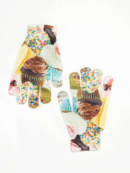 Wielokolorowe rękawiczki dzianiowe z printem Yups