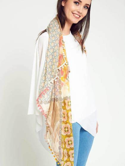 Chusta we wzory beżowo - żółta