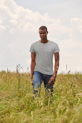 Szara koszulka męska z czesanej bawełny Iconic rękawem Fruit of the Loom