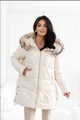 Beżowa kurtka puchowa oversize Dankoff