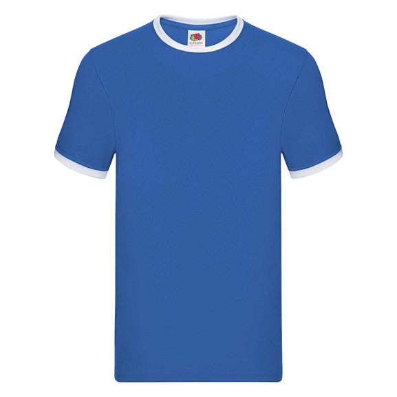 Niebieska koszulka męska Ringer Fruit of the Loom