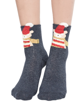 Skarpetki z aplikacją miś szare