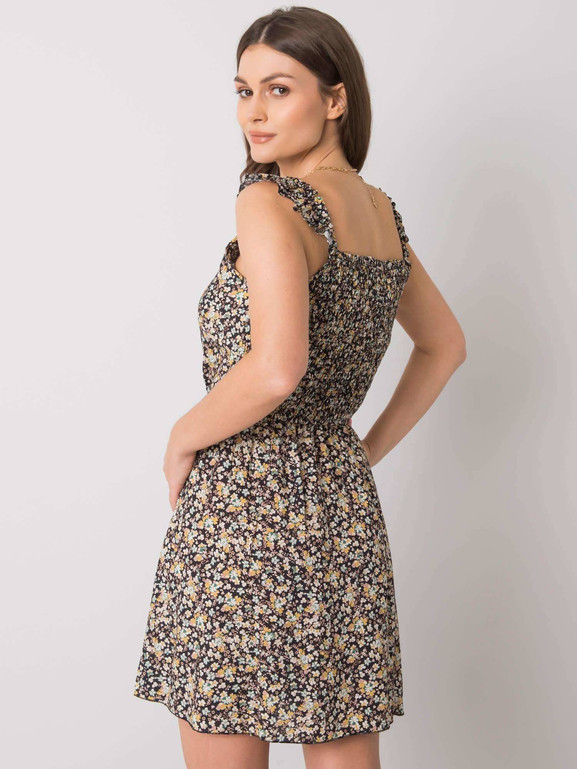 Czarna sukienka na ramiączkach z falbanką Yups