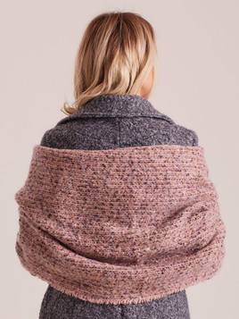 Szalik melange z frędzlami różowy