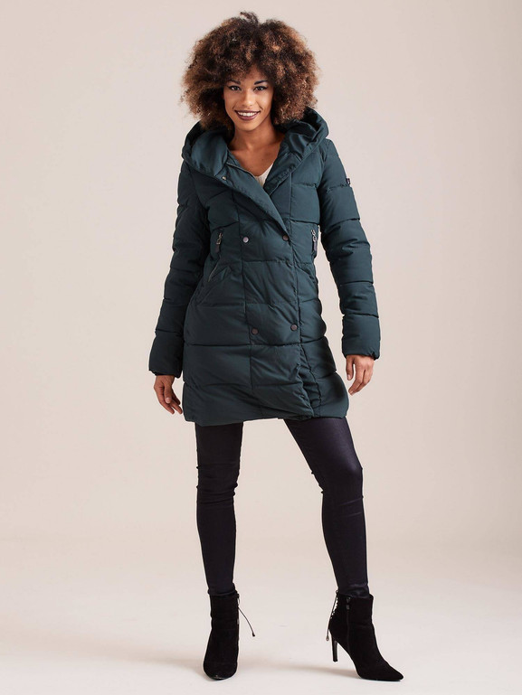 Kurtka długa slimowana zielona