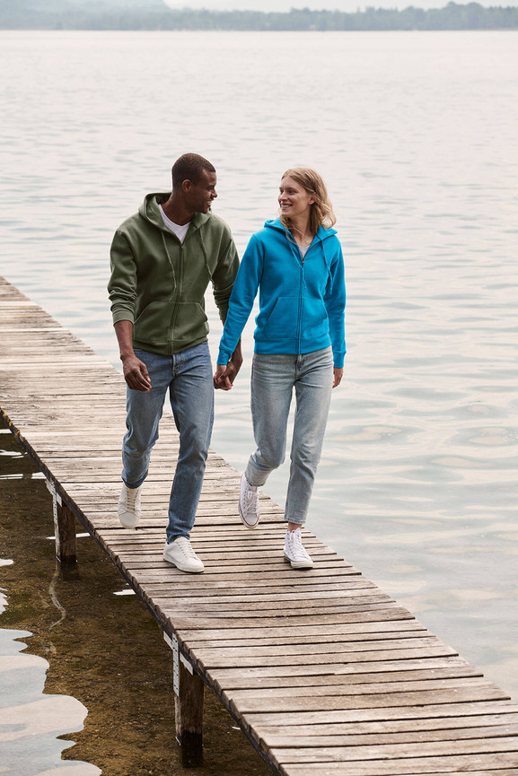 Oliwkowa bluza męska z kapturem Premium Fruit of the Loom