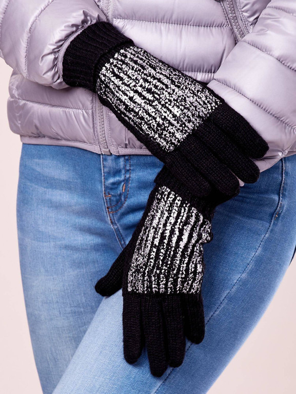 Rękawiczki dzianinowe posrebrzane czarne