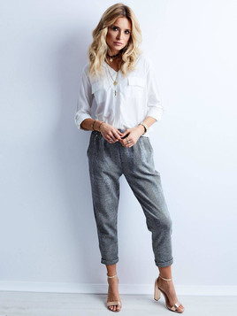 Spodnie w kratkę glen szare