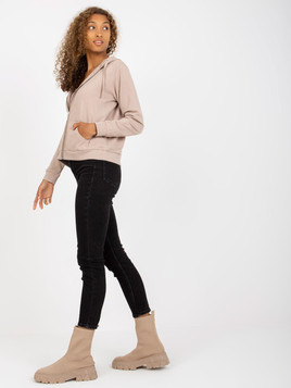 Beżowa rozpinana bluza z kapturem i kieszeniami