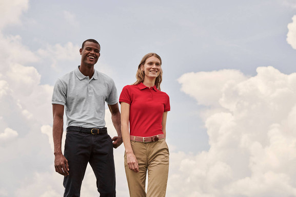 Jasno szara koszulka męska Polo Friut of the Loom