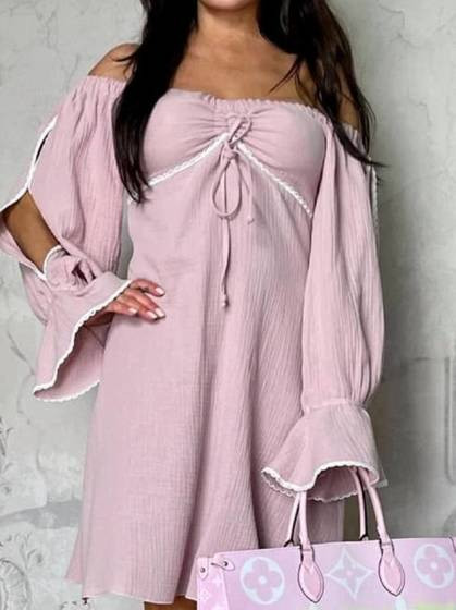 Różowa sukienka hiszpanka muślin By o la la