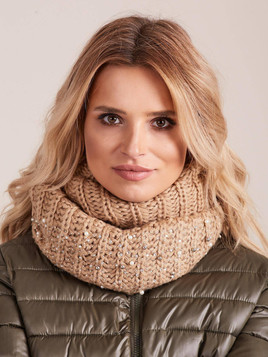 Komin z cyrkoniami i perełkami jasnobrązowy