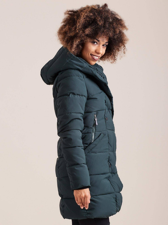 Kurtka długa slimowana zielona