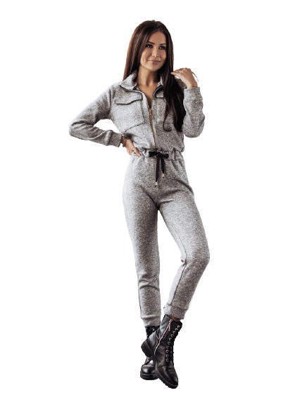 Kombinezon sweterkowy zamek Cocomore szary