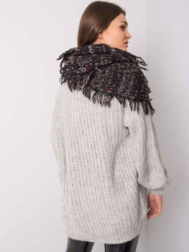 Komin z kolorową nitką i frędzlami czarny