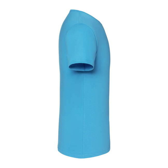 Niebieska koszulka męska z czesanej bawełny Iconic rękawem Fruit of the Loom