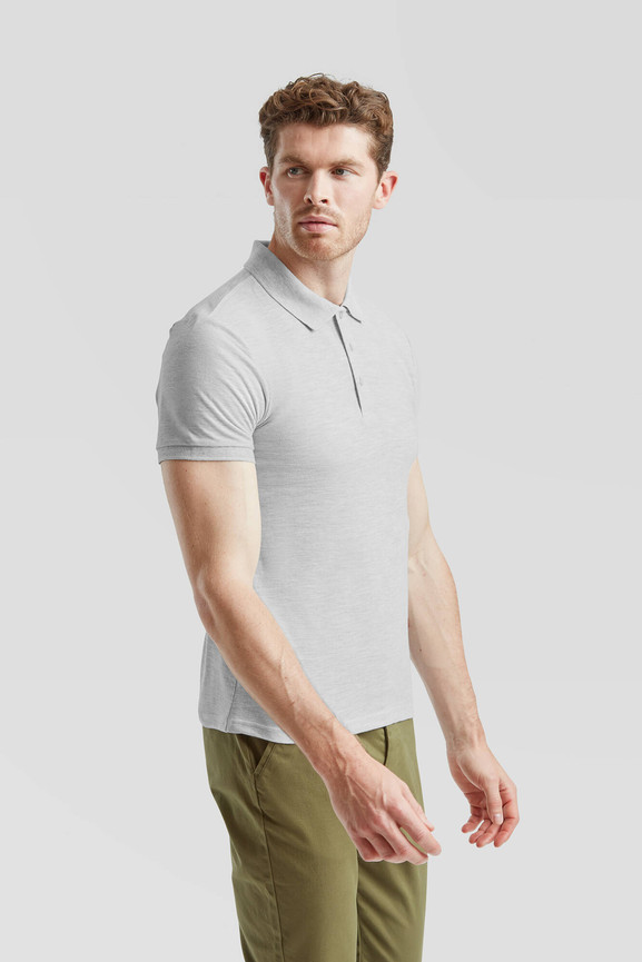 Jasno szara koszulka męska polo Tailored Fit Friut of the Loom