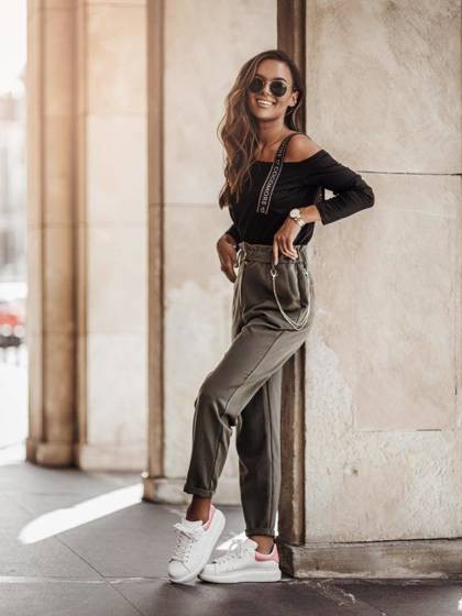 Spodnie bojówki z łańcuszkiem Cocomore khaki