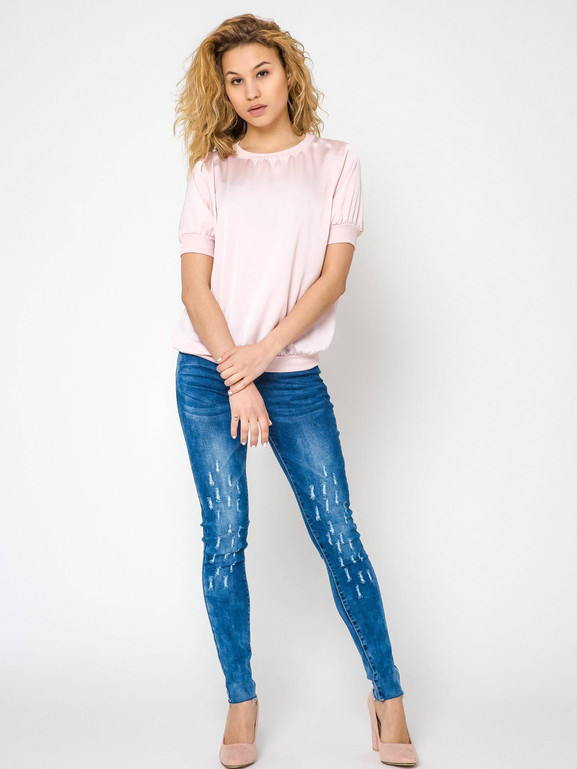 Jeansy zdobione drapowaniem przy kolanach granatowe