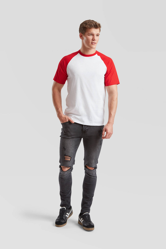 Biała koszulka męska Baseball Fruit of the Loom