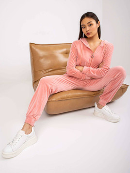 Różowa bluza z kapturem kangurka z weluru Yups