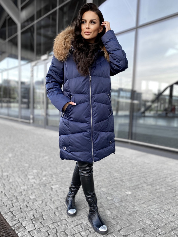 Kurtka Puchowa z Jenotem granatowa