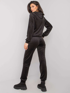 Czarna bluza z kapturem kangurka z weluru Yups