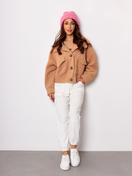 Karmelowa kurtka typu baranek Cocomore