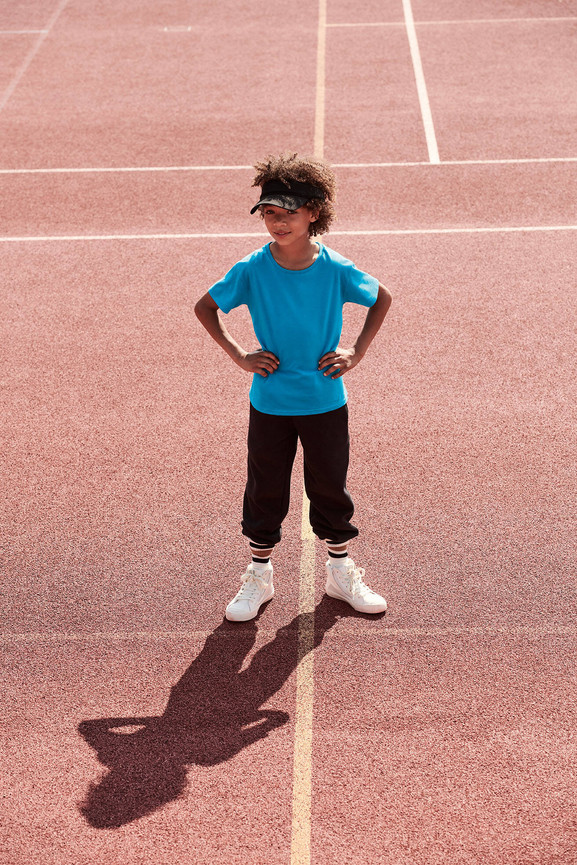 Niebieska koszulka dziecięca z czesanej bawełny Fruit of the Loom